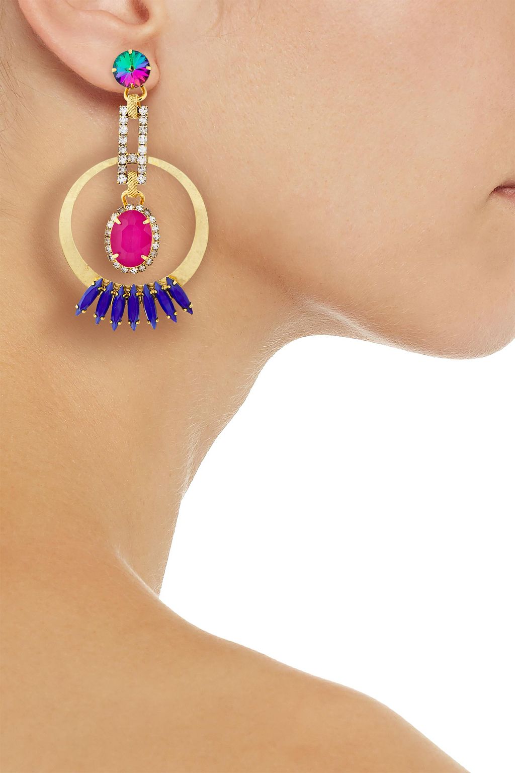 ELIZABETH COLE 24-karat gold-plated Swarovski crystal earrings