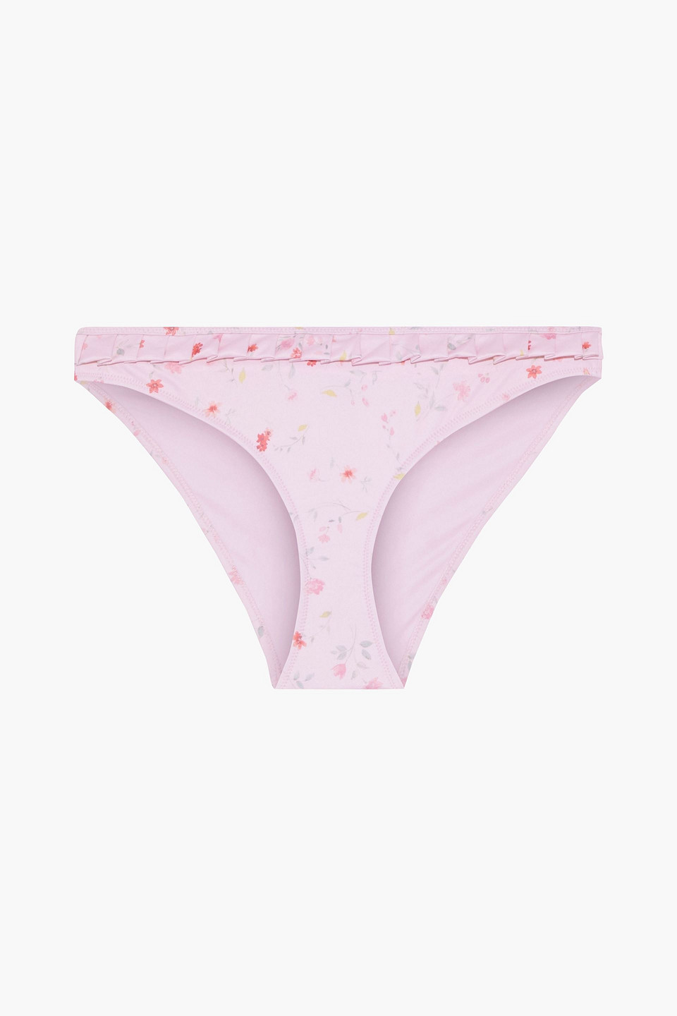 Ganni Woman Pleated Floral-print Low-rise Bikini Briefs Baby Pink Size 38