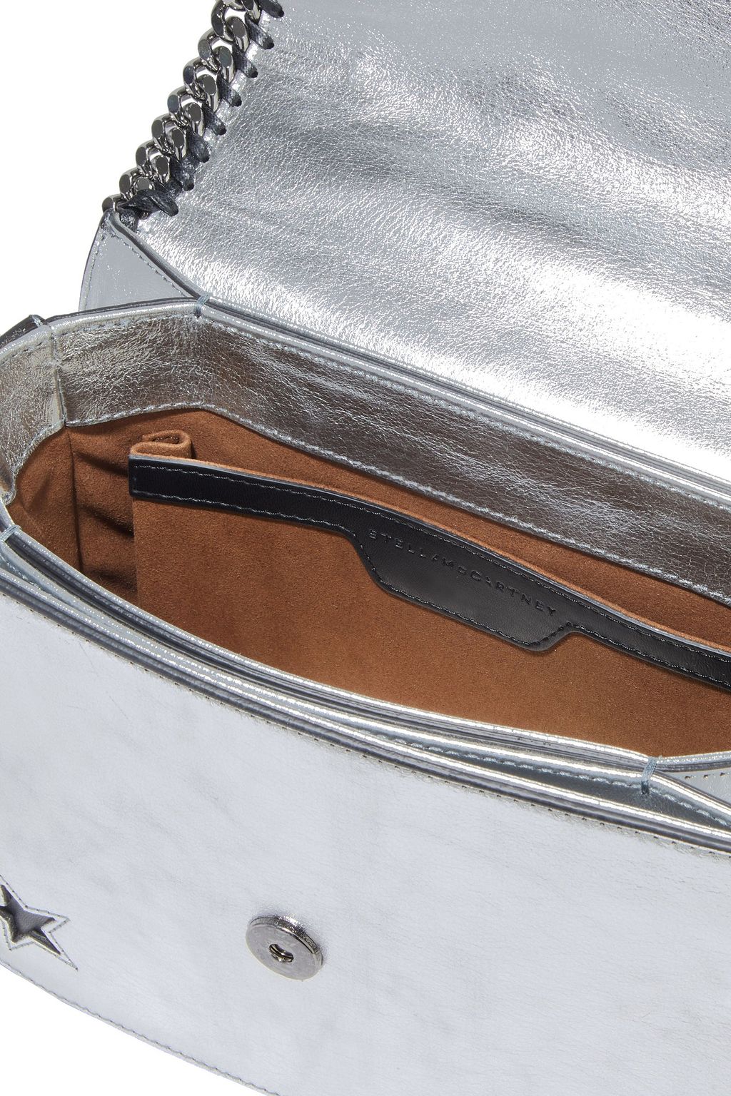 STELLA MCCARTNEY Falabella Box cutout metallic faux leather shoulder bag