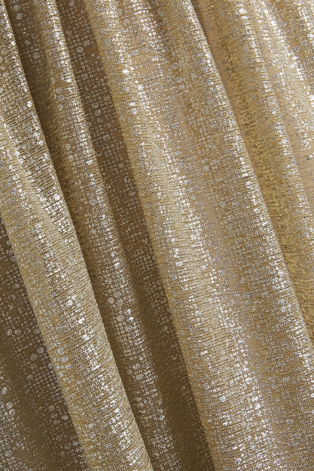 CATHERINE DEANE Caterina pleated metallic coated knitted gown