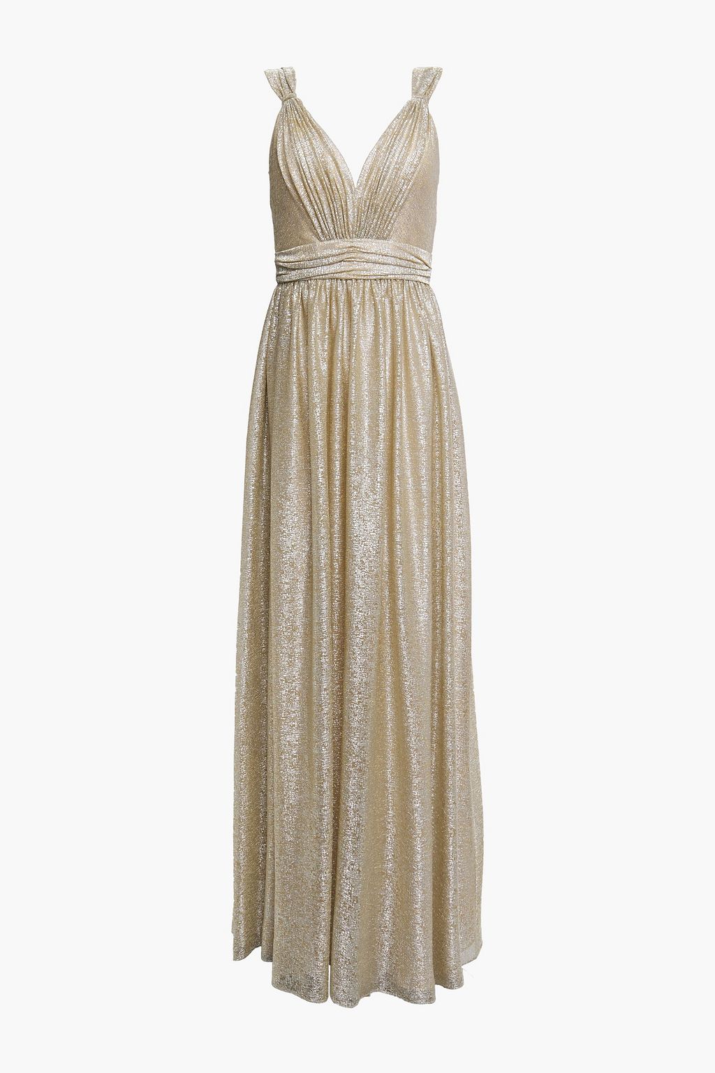 CATHERINE DEANE Caterina pleated metallic coated knitted gown | Sale up ...