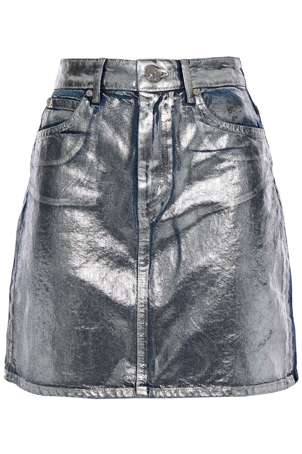 metallic denim skirt