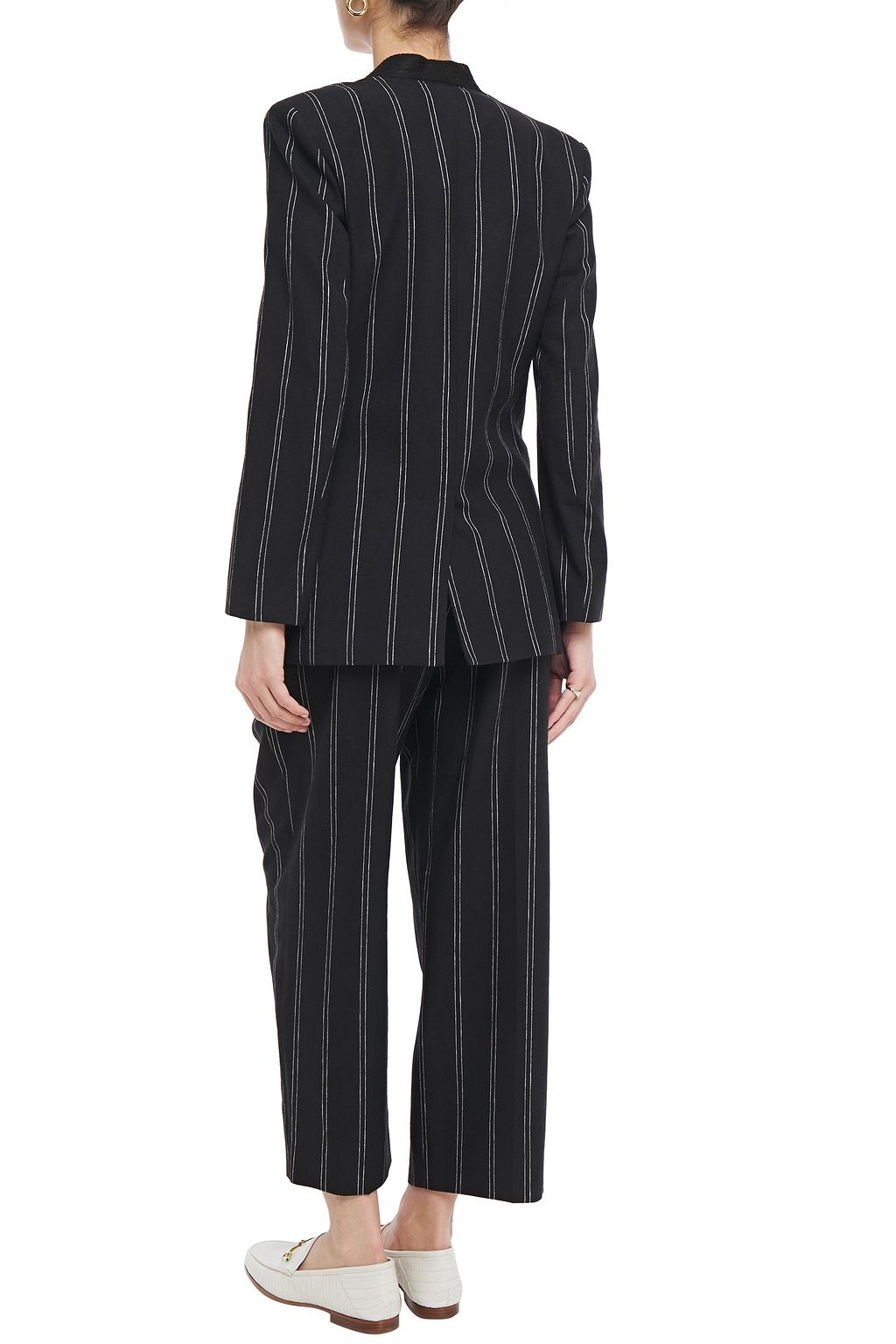SANDRO Natanielle pinstriped linen-blend blazer
