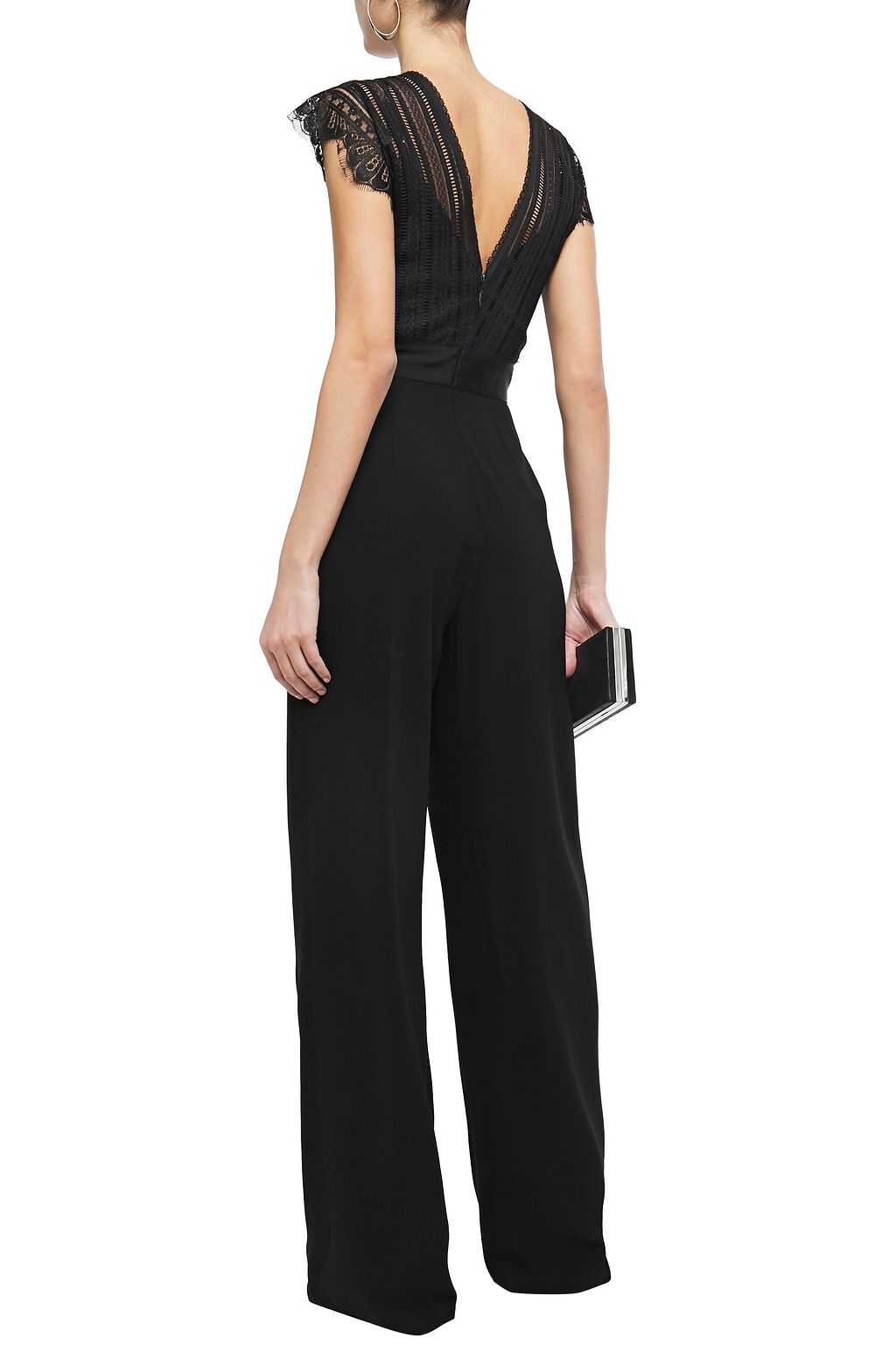 CATHERINE DEANE Iona lace-paneled crepe jumpsuit