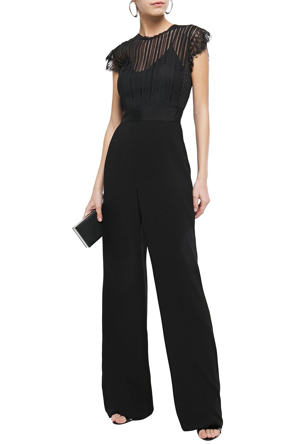 CATHERINE DEANE Iona lace-paneled crepe jumpsuit