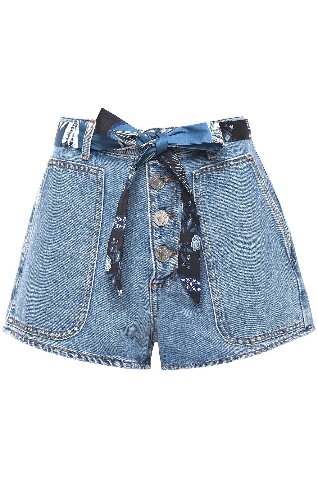 tie front jean shorts