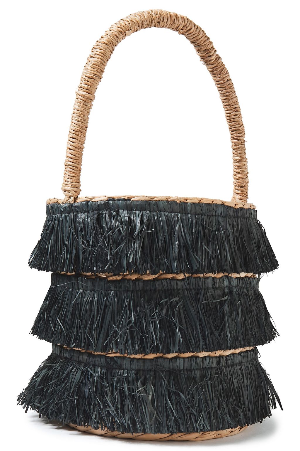 KAYU Lolita mini fringed woven straw tote