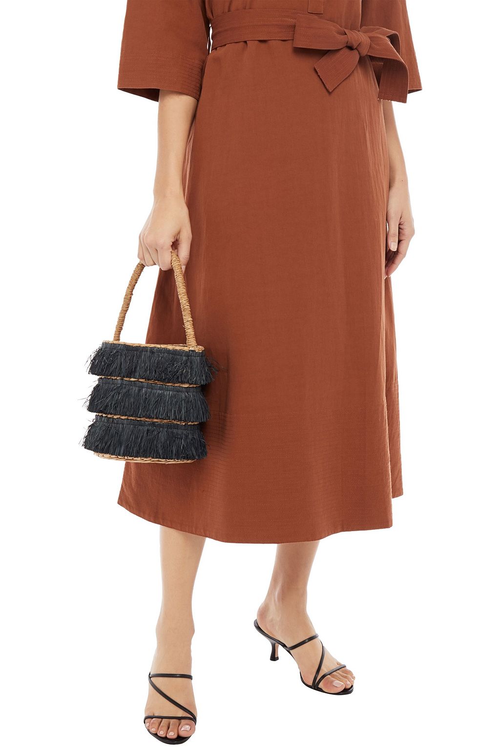 KAYU Lolita mini fringed woven straw tote