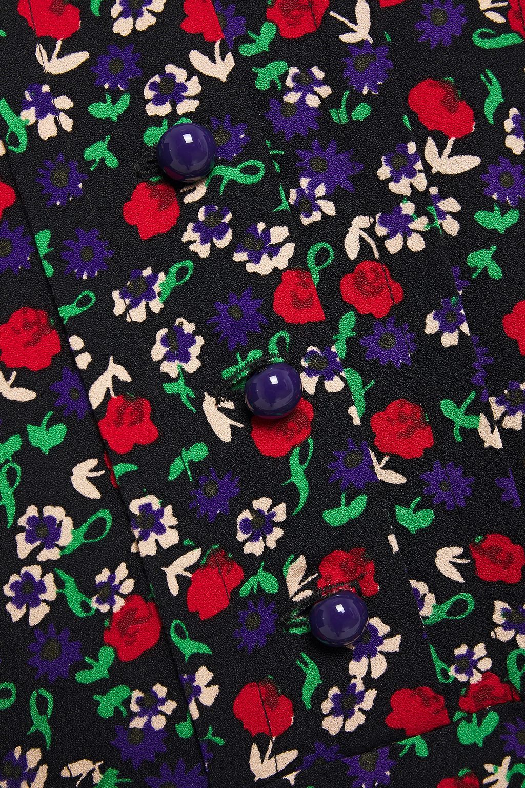 ANNA SUI Pintucked bow-detailed floral-print crepe maxi dress