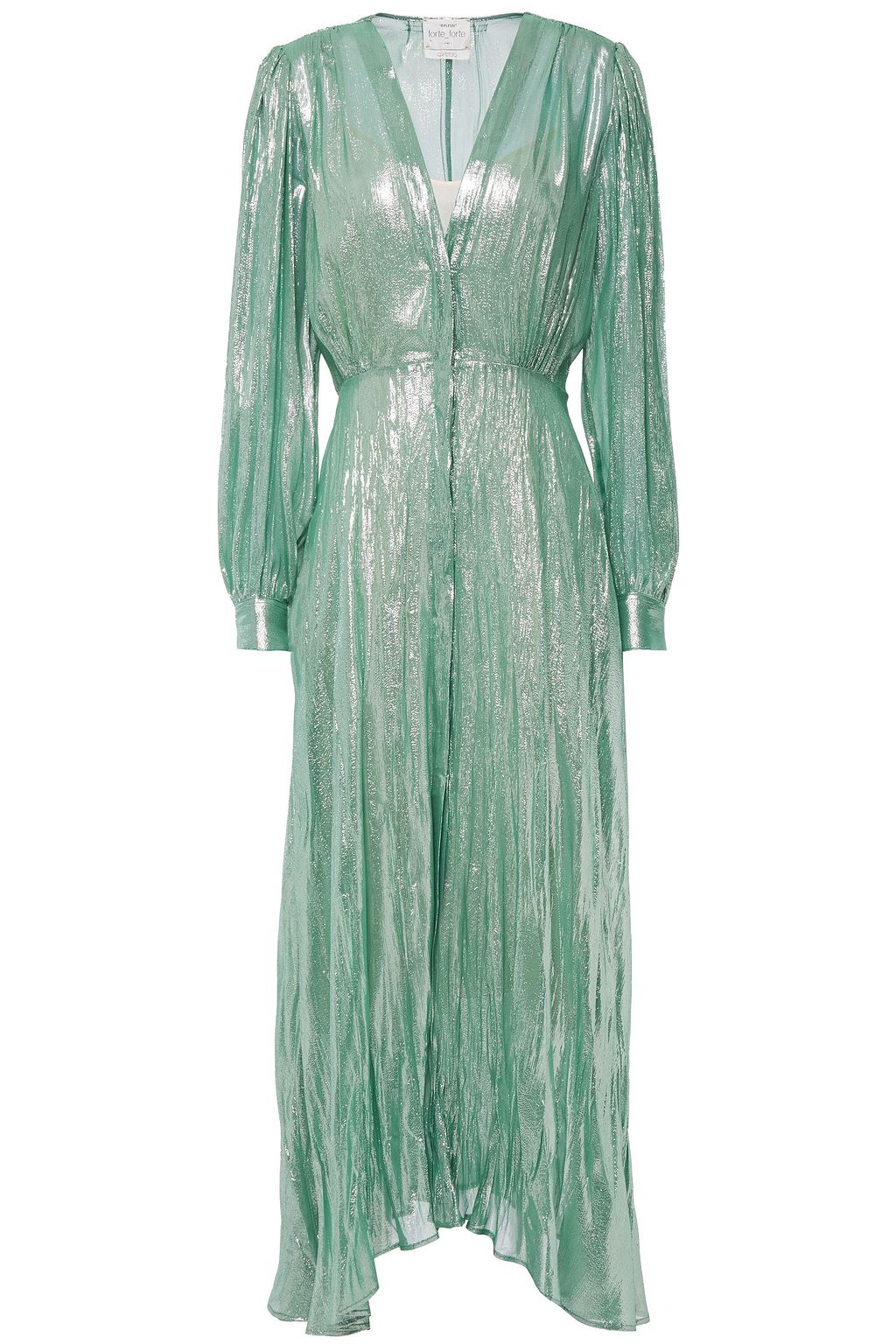 FORTE_FORTE Gathered crinkled silk-blend lam midi dress | THE OUTNET