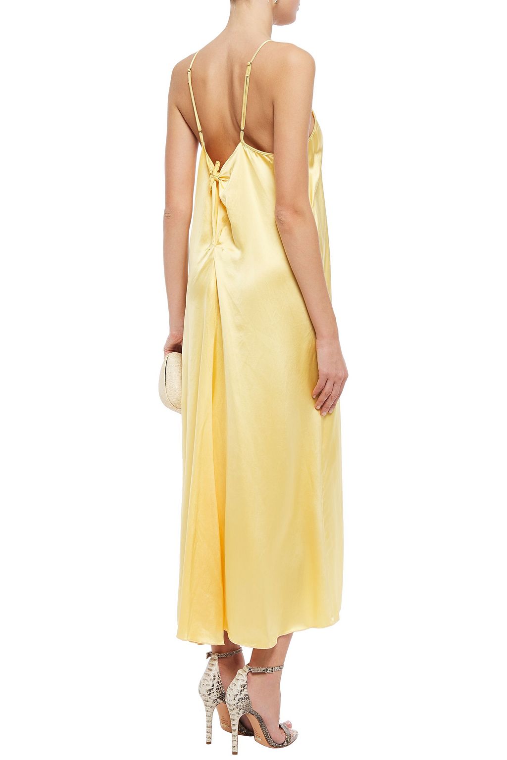 FORTE_FORTE Knotted satin midi slip dress