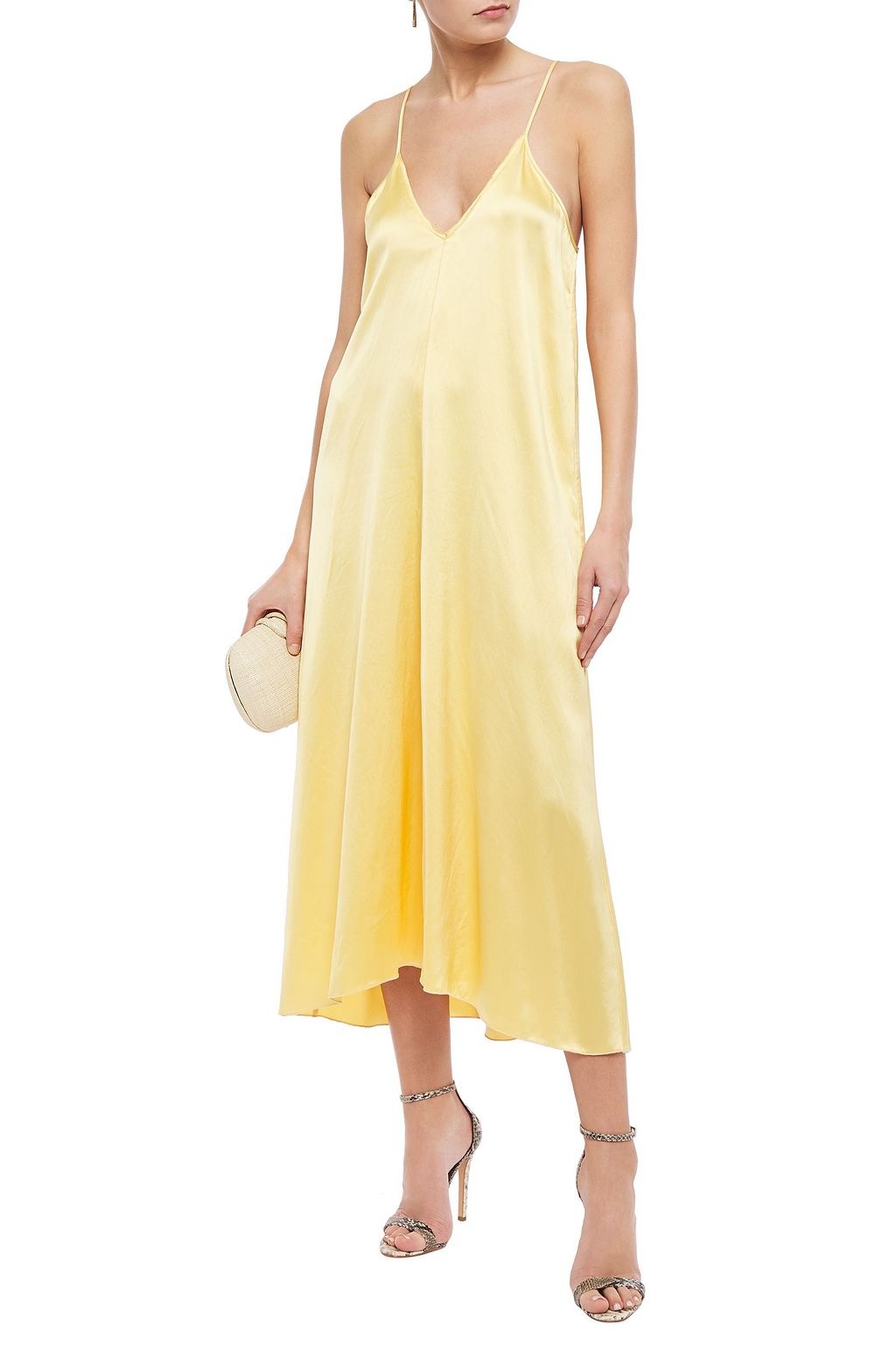 FORTE_FORTE Knotted satin midi slip dress