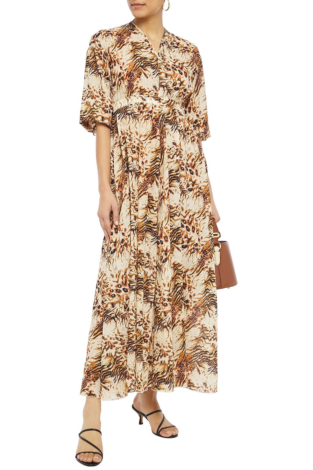 NANUSHKA Hazel gathered leopard-print organic cotton-voile maxi dress