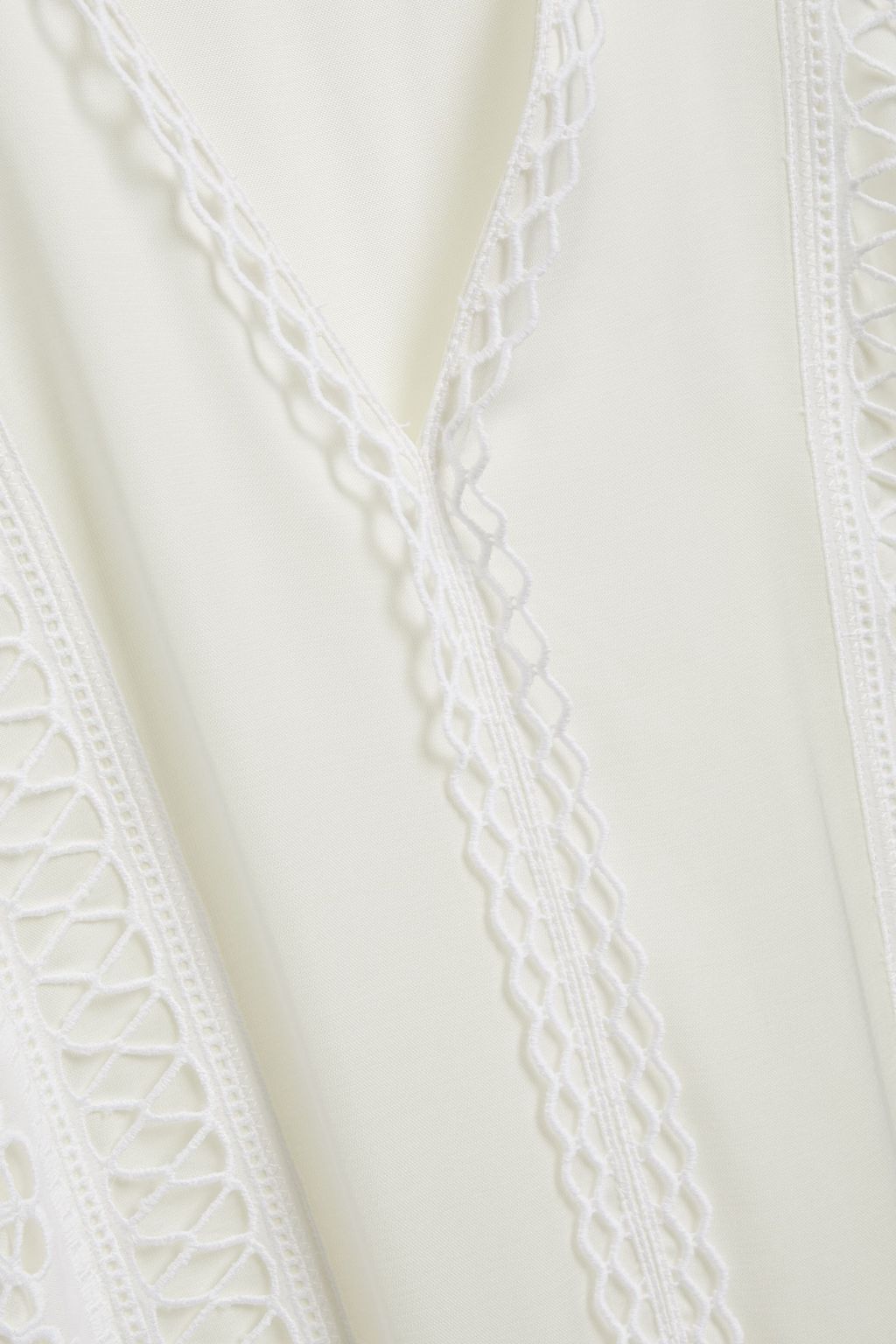 SANDRO Maxime gathered broderie anglaise-trimmed sateen midi dress
