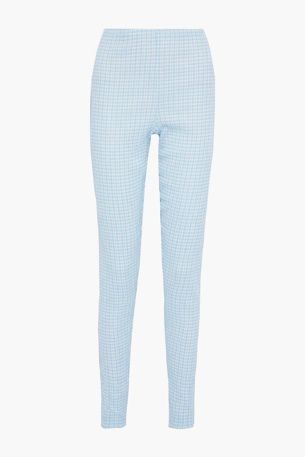 blue Gingham seersucker slim-leg pants 