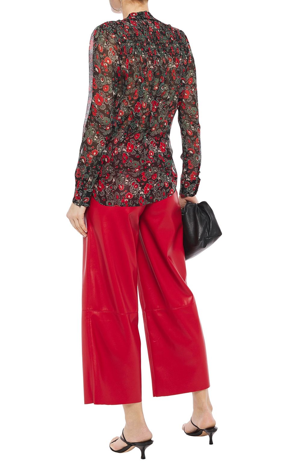 VERONICA BEARD Shirred floral-print silk-crepon shirt