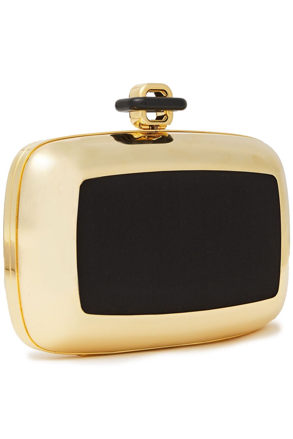 ROGER VIVIER Satin-paneled silver-tone box clutch