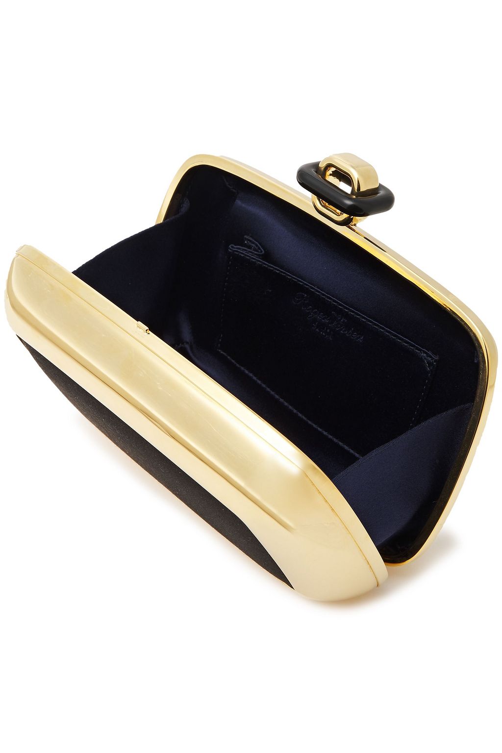ROGER VIVIER Satin-paneled silver-tone box clutch