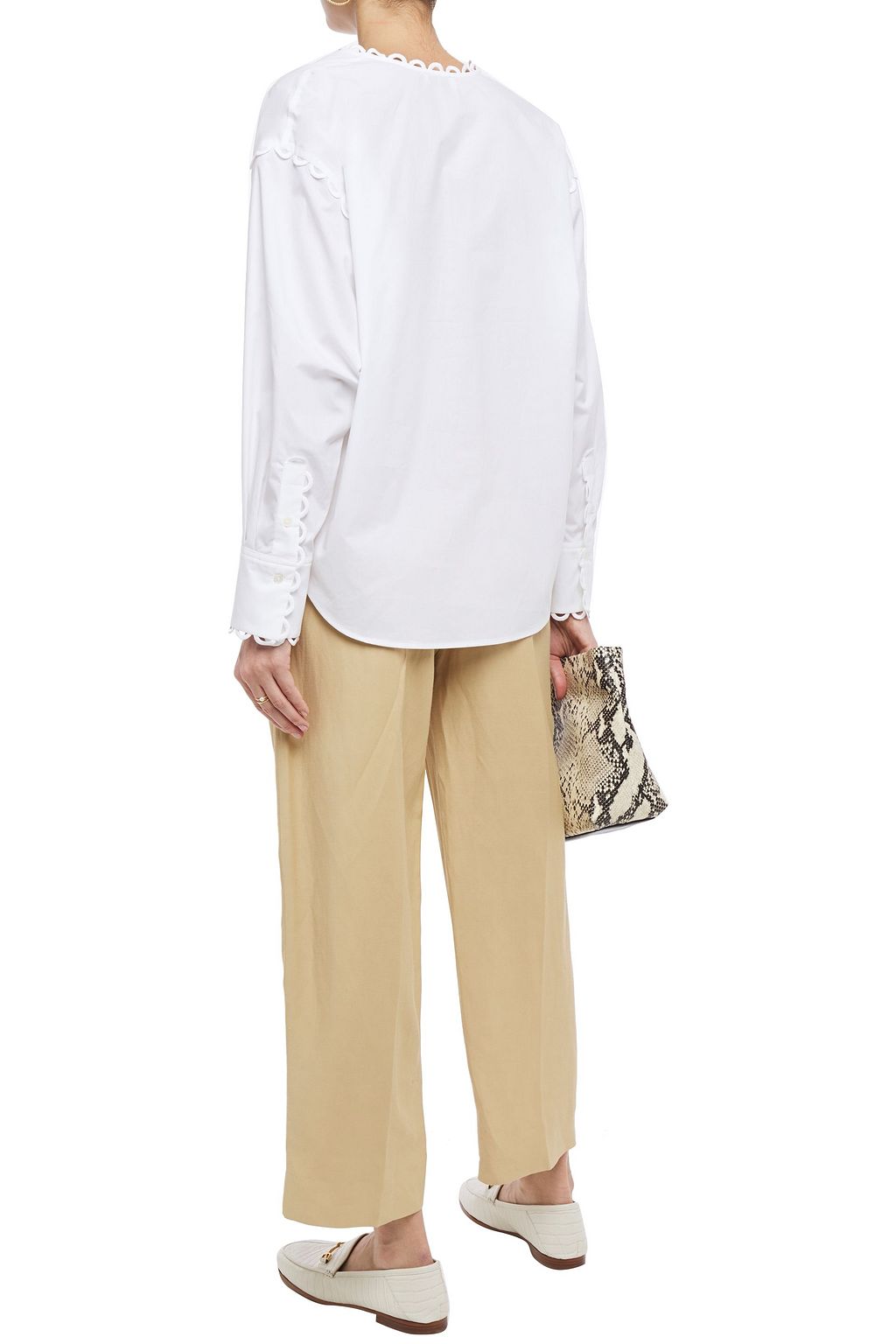 SANDRO Eva corded lace-trimmed cotton-poplin blouse