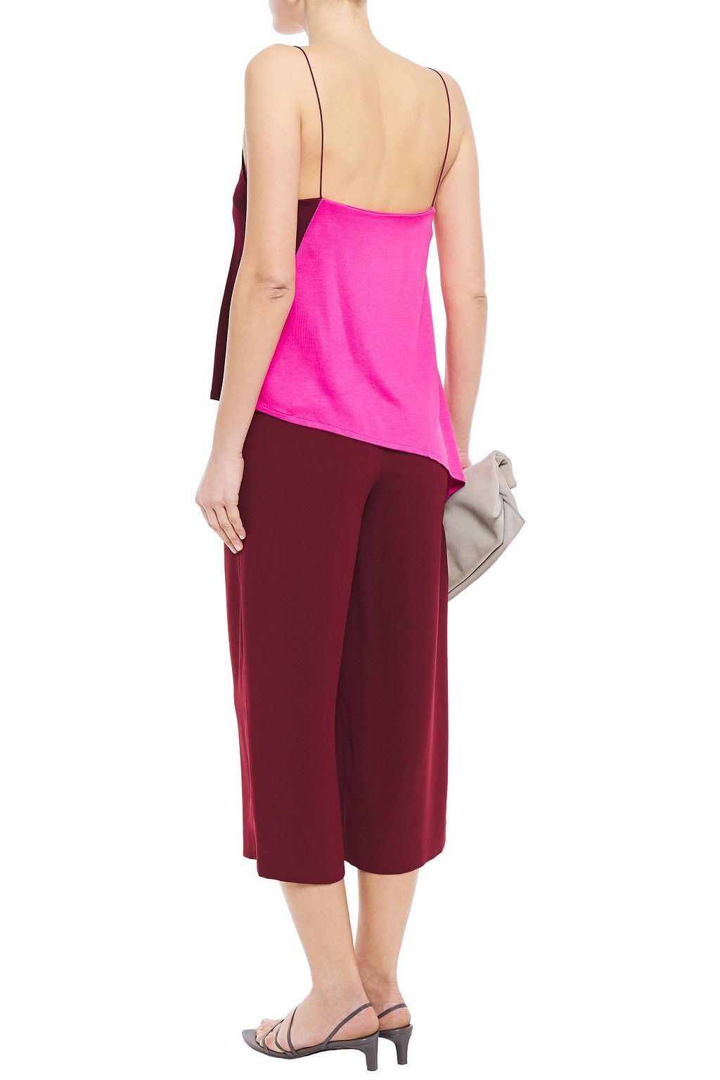 NINETY PERCENT Asymmetric two-tone stretch-jersey camisole