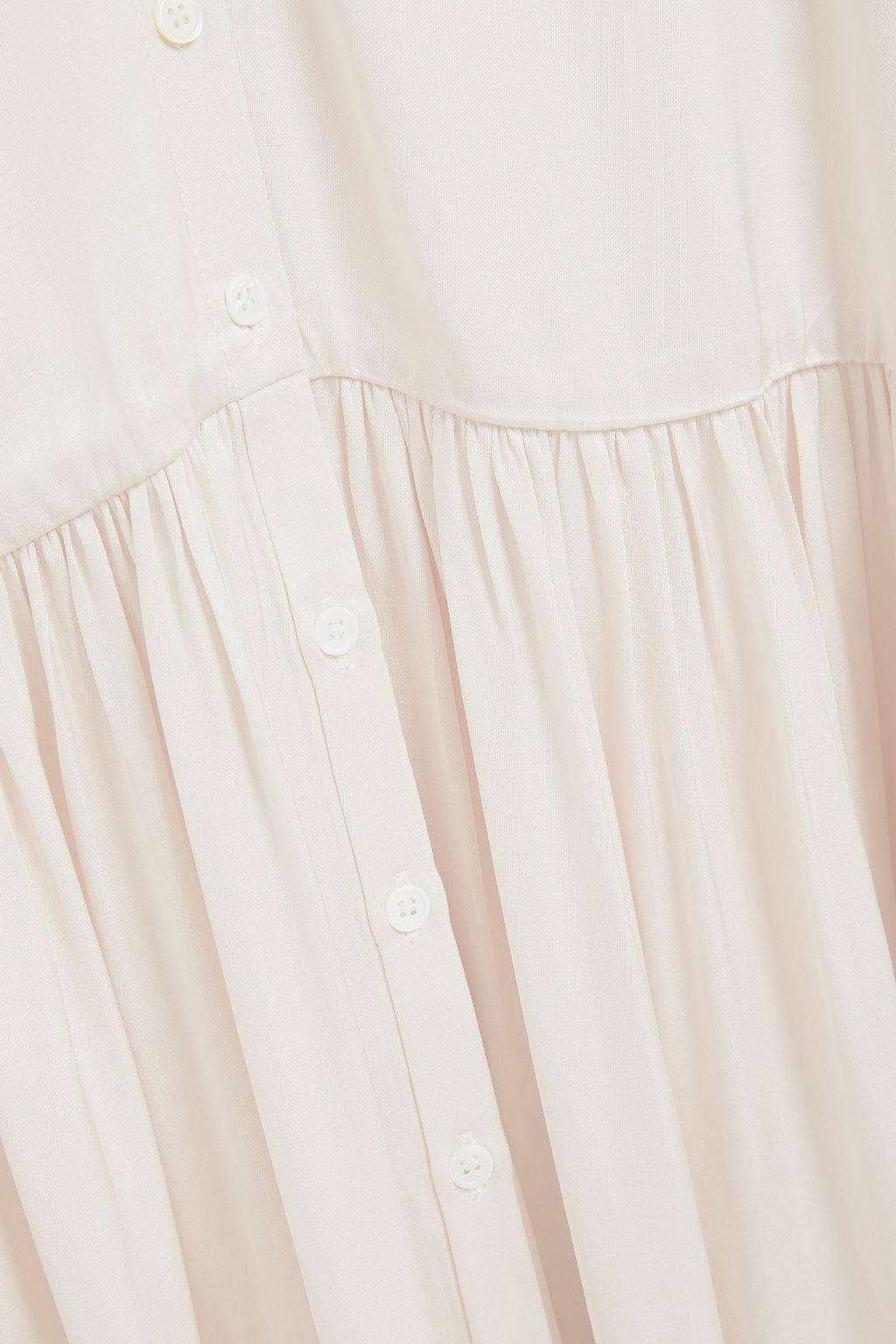 SANDRO Live asymmetric chiffon-paneled gathered satin maxi dress
