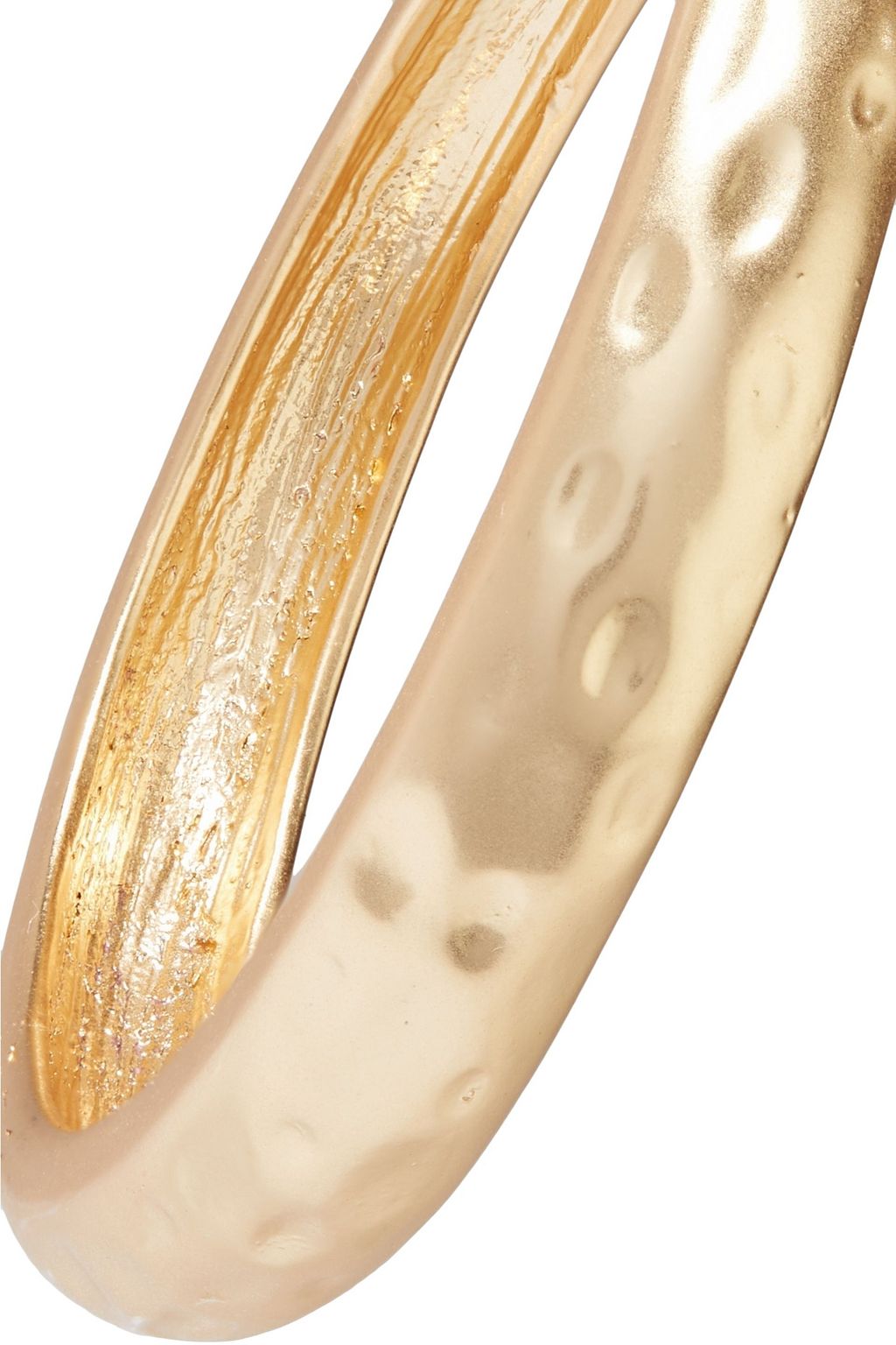 KENNETH JAY LANE Hammered gold-plated clip hoop earrings