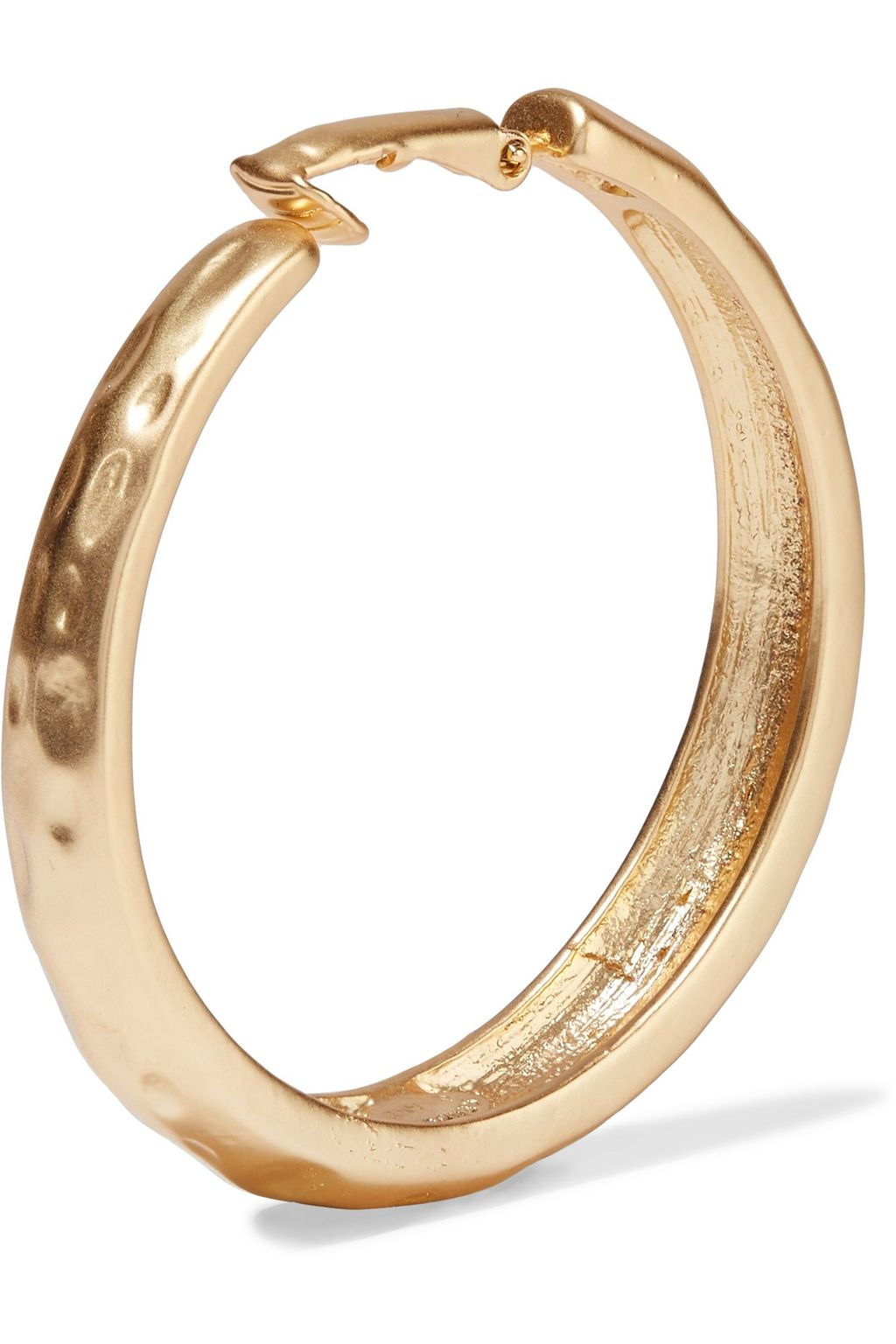 KENNETH JAY LANE Hammered gold-plated clip hoop earrings