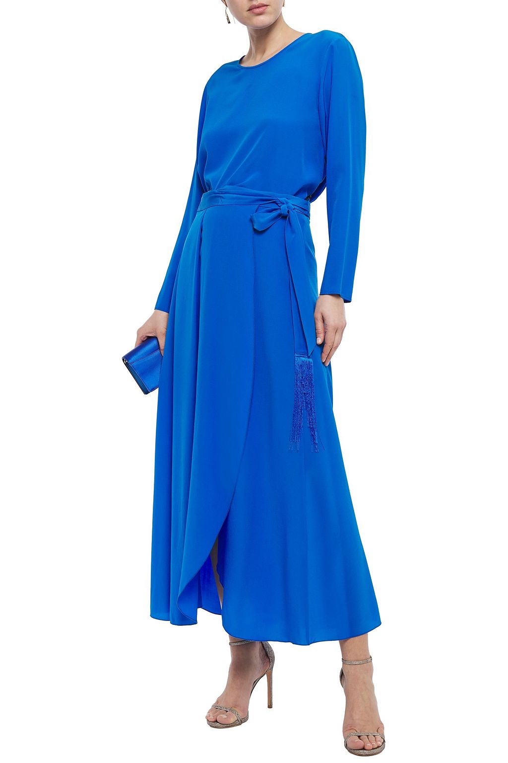 FORTE_FORTE Fringe-trimmed silk crepe de chine maxi wrap skirt