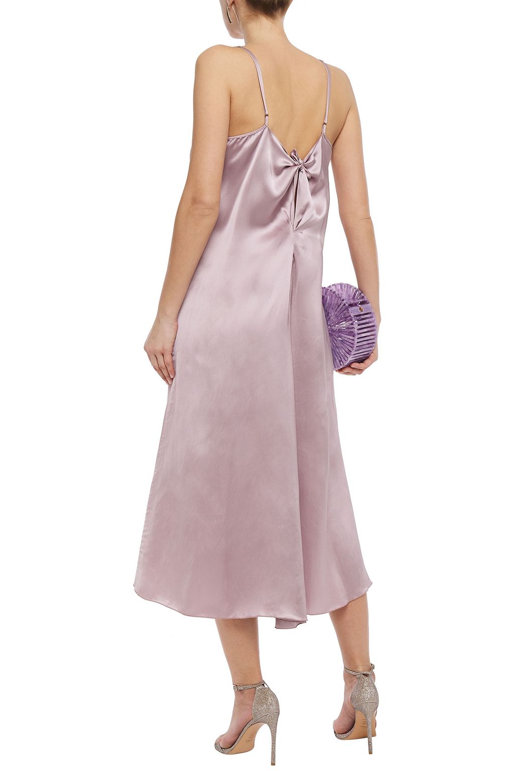 FORTE_FORTE Knotted satin midi slip dress
