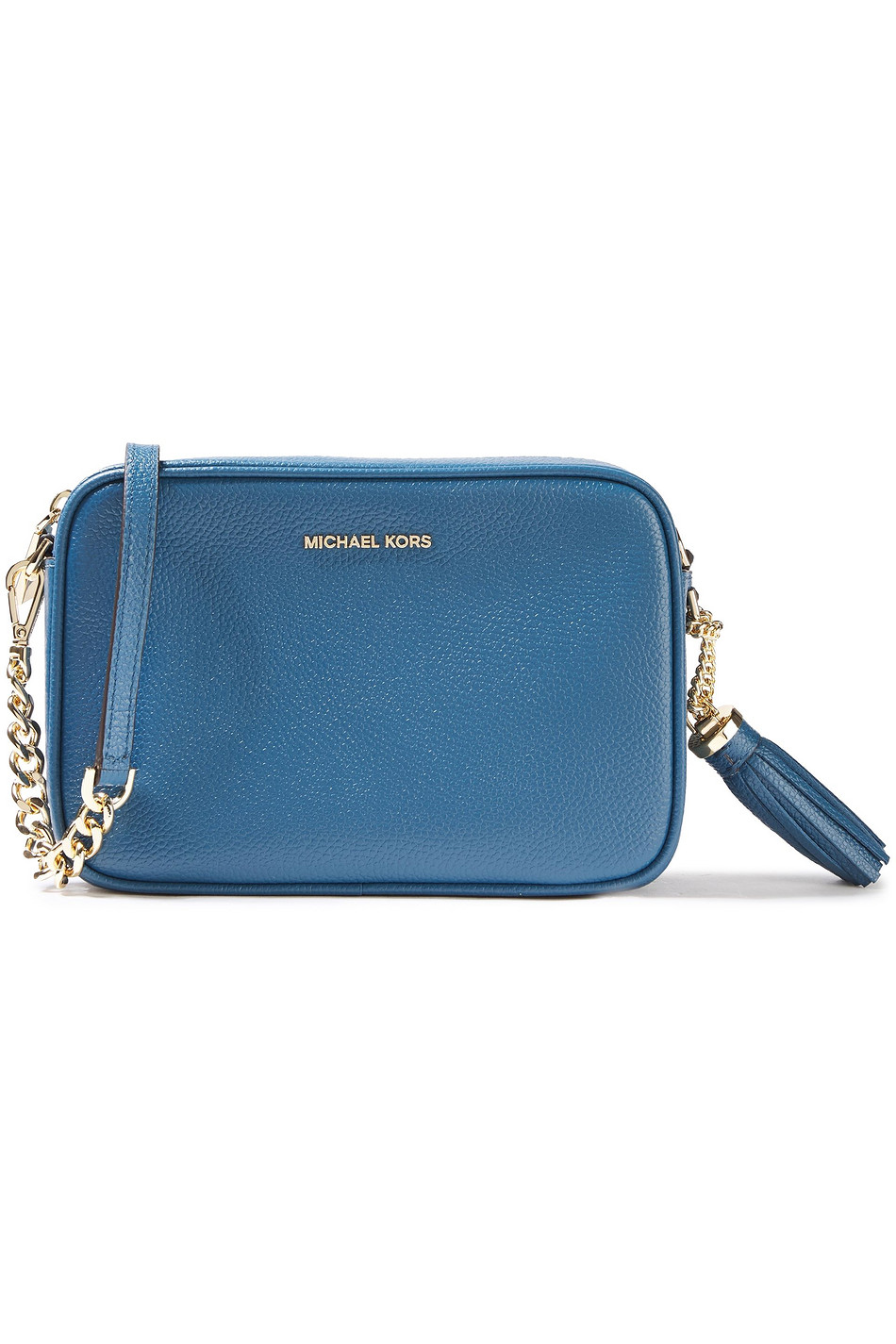 MICHAEL MICHAEL KORS Tassel-trimmed logo-embellished pebbled-leather shoulder bag