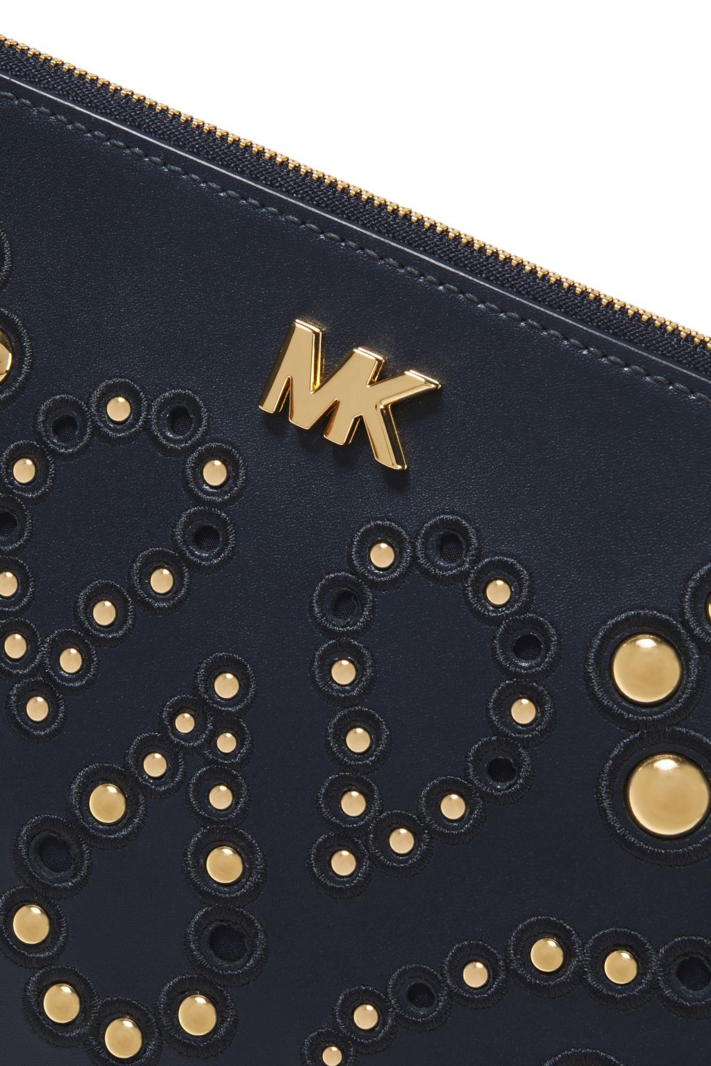 MICHAEL MICHAEL KORS Laser-cut embroidered studded leather clutch