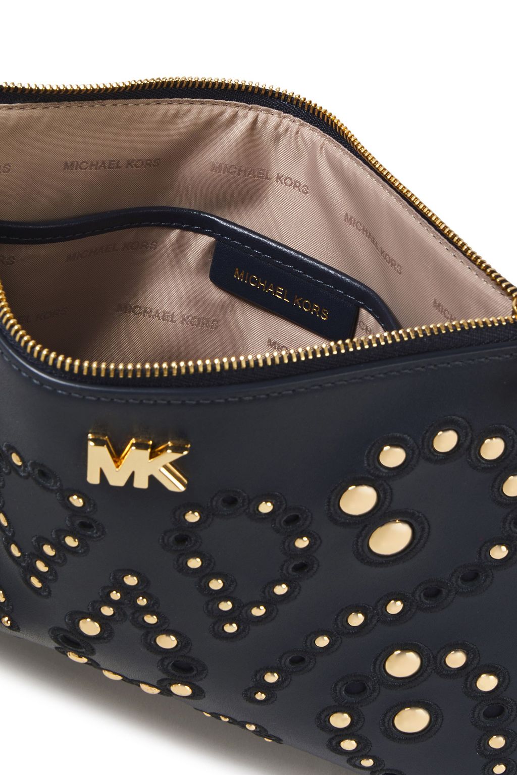 MICHAEL MICHAEL KORS Laser-cut embroidered studded leather clutch