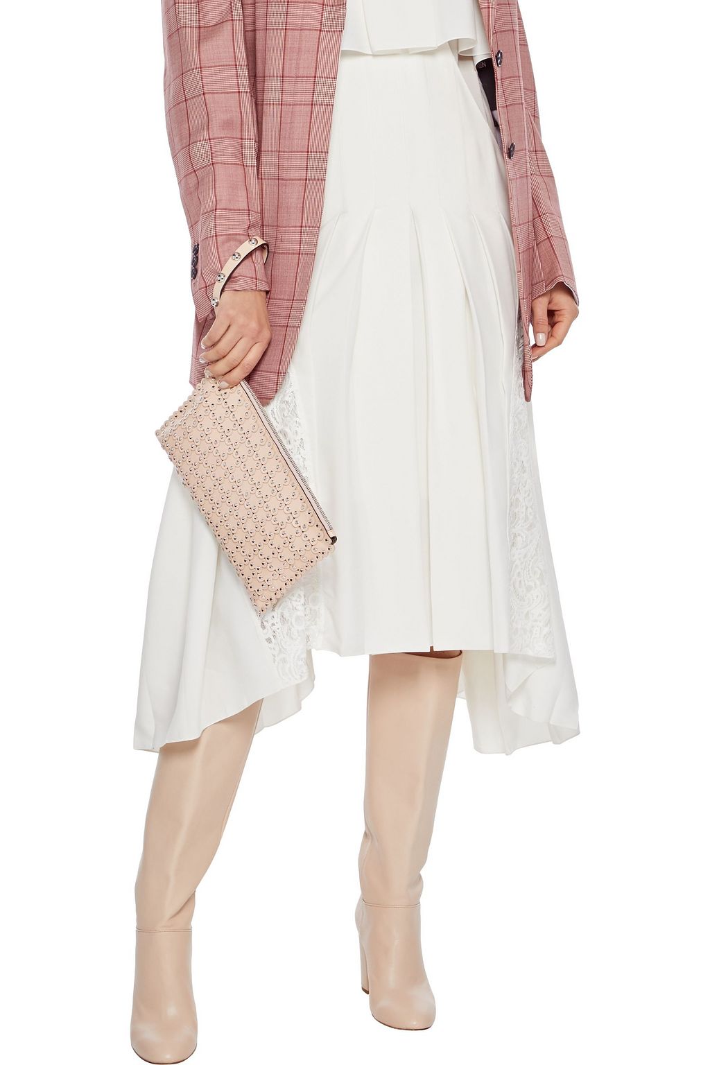 REDVALENTINO Flower Puzzle studded leather clutch
