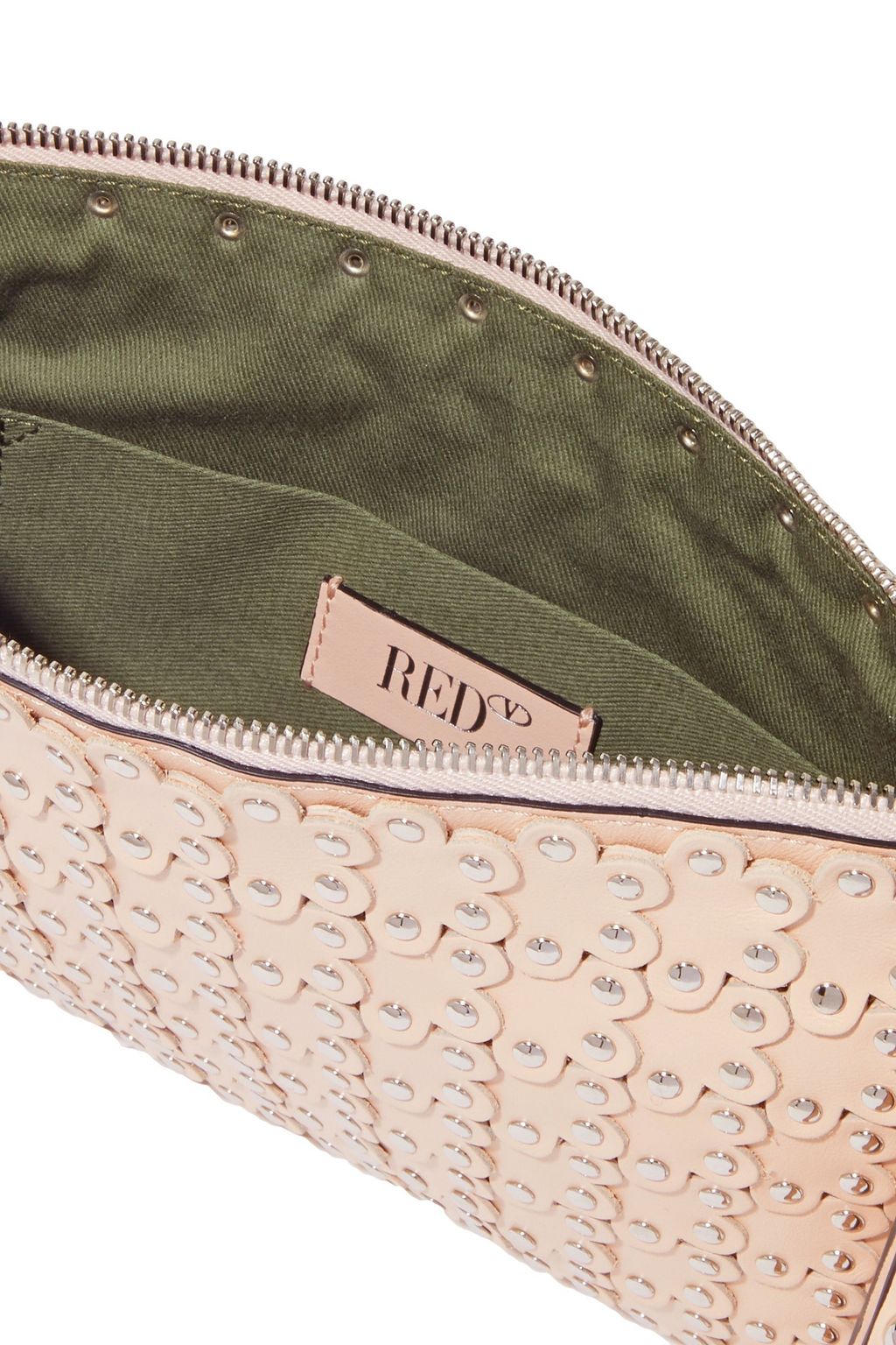 REDVALENTINO Flower Puzzle studded leather clutch