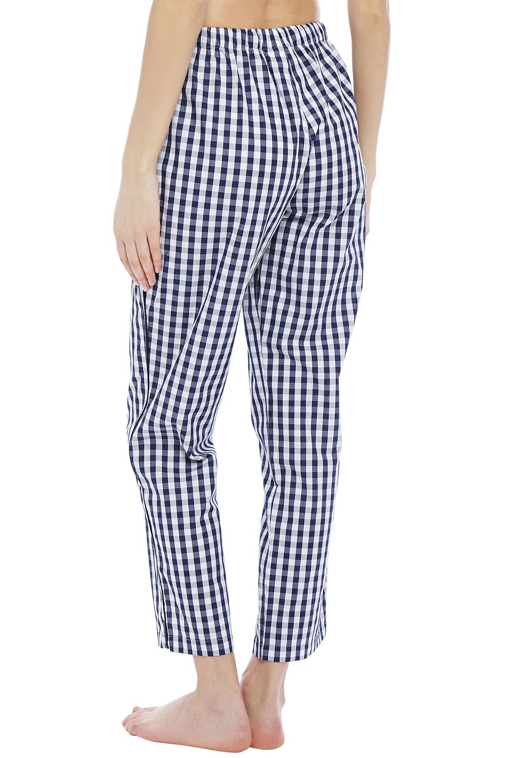 SLEEPY JONES Cropped gingham cotton-poplin pajama pants