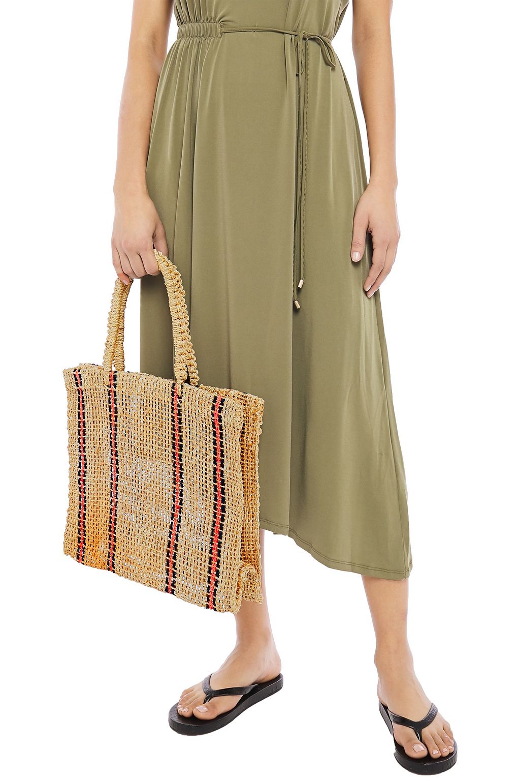 KAYU Benitta striped woven straw tote
