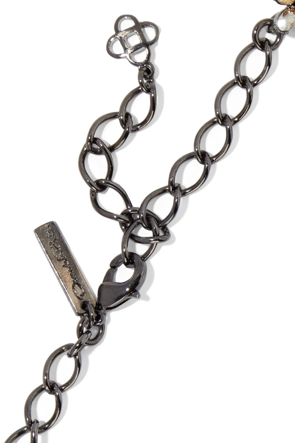 OSCAR DE LA RENTA Gunmetal-tone crystal necklace