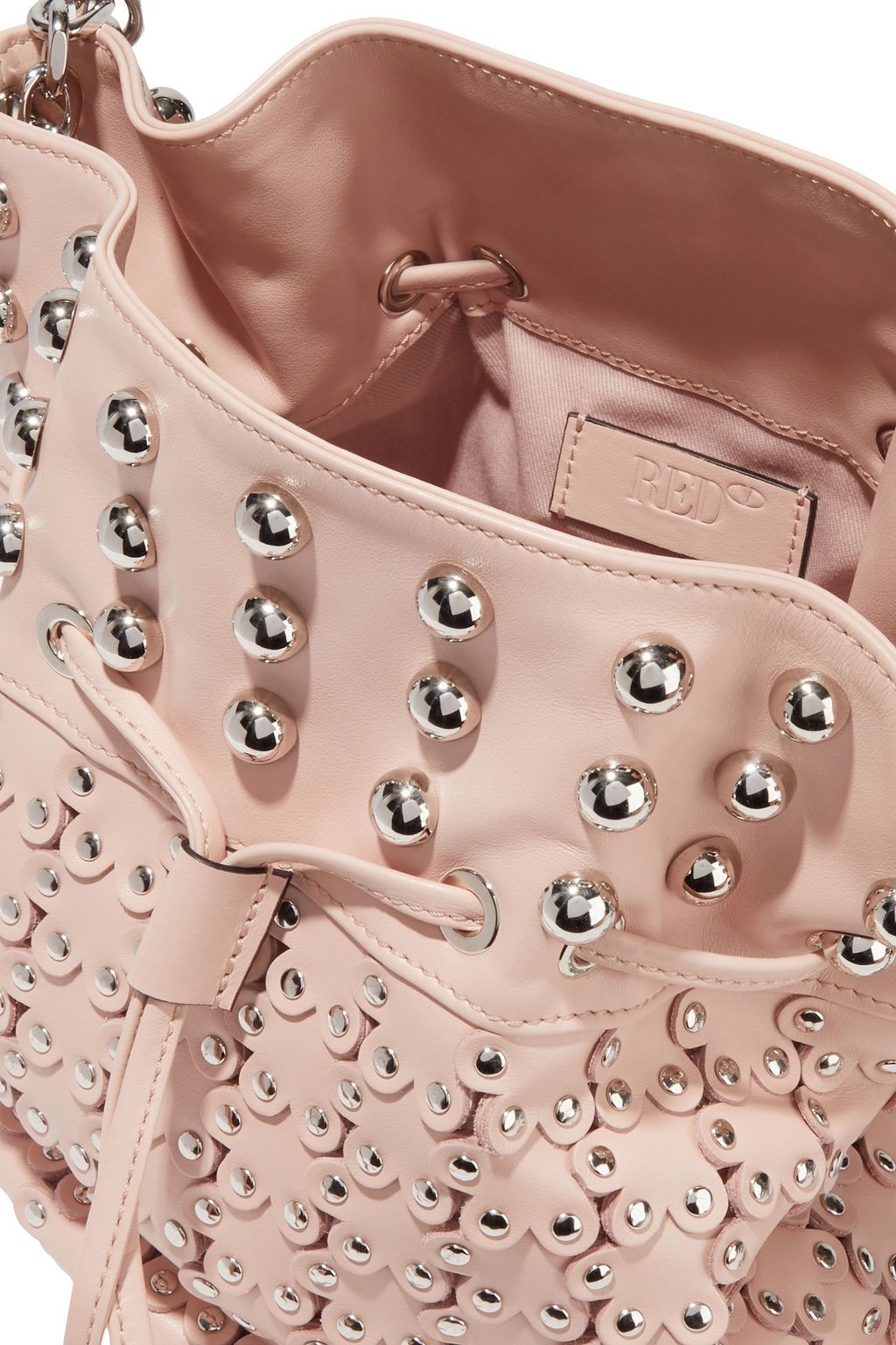 REDVALENTINO Flower Puzzle studded leather bucket bag