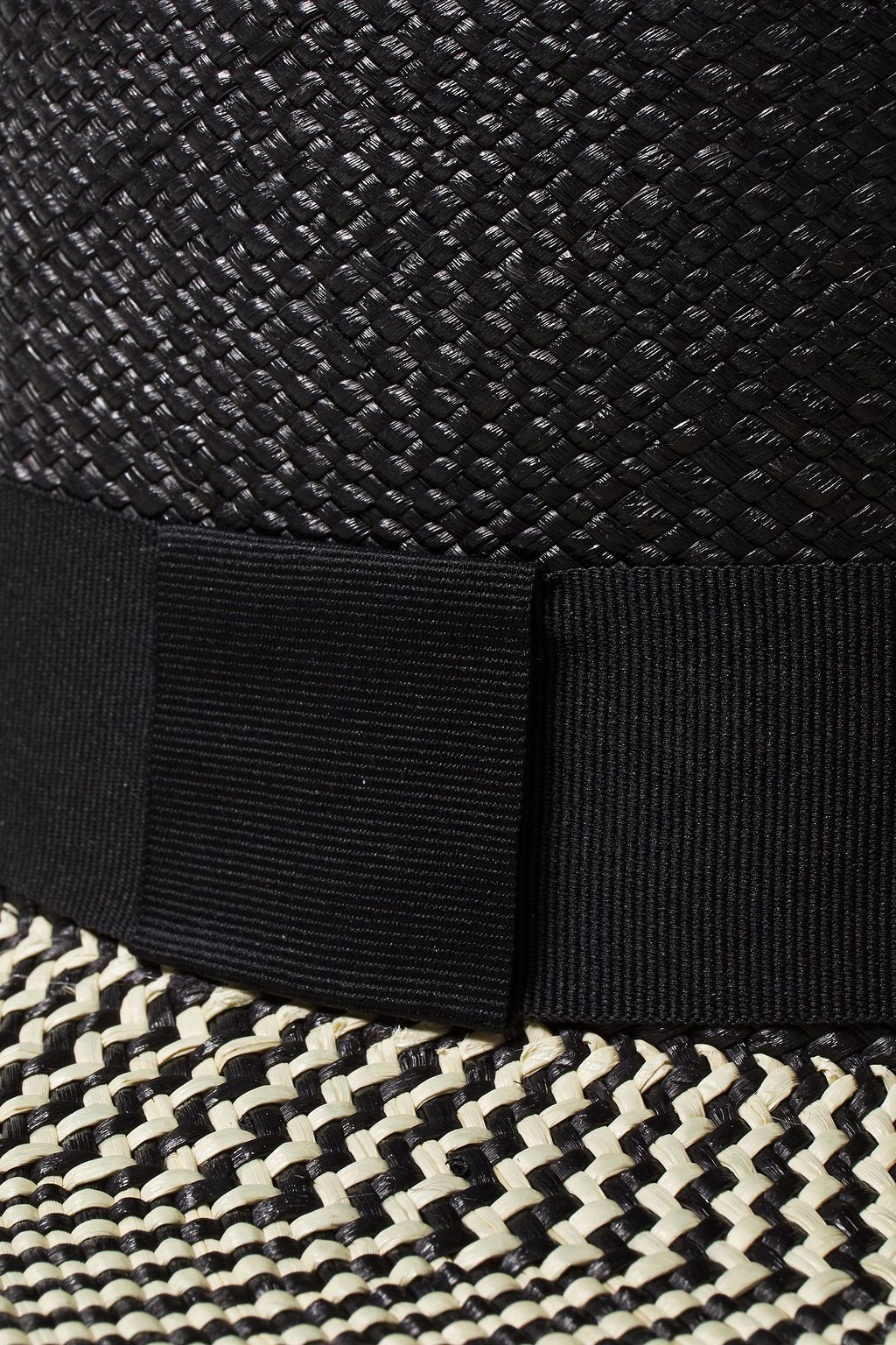 SENSI STUDIO Grosgrain-trimmed two-tone straw sun hat