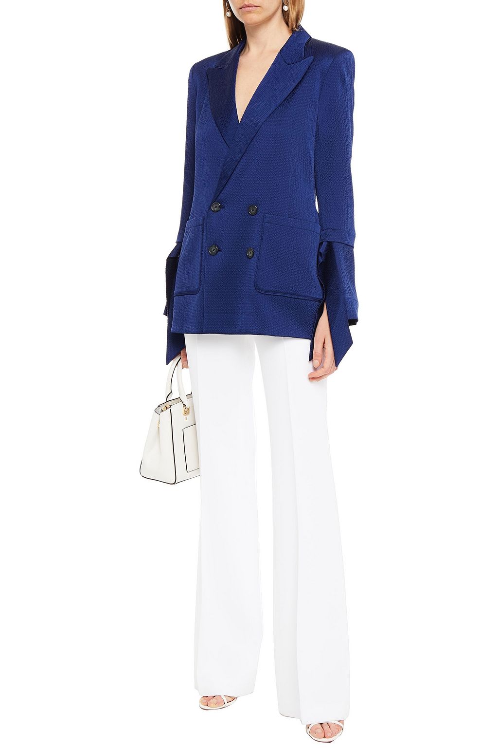 ROLAND MOURET Karon double-breasted hammered silk-satin blazer