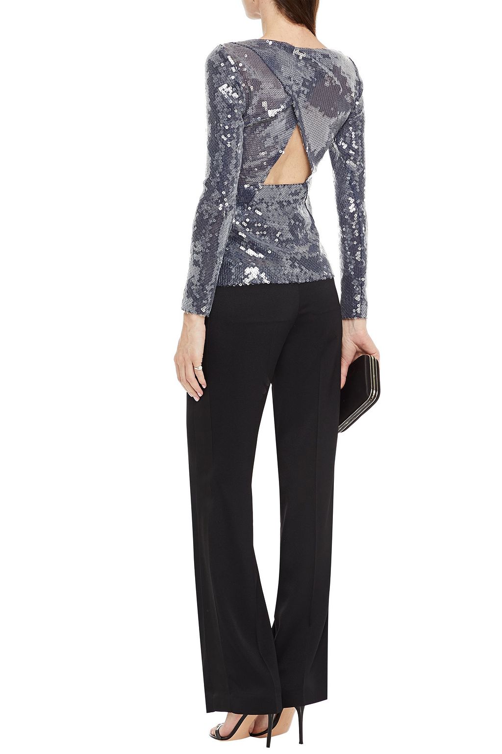 ROLAND MOURET Mosta cutout sequined tulle top