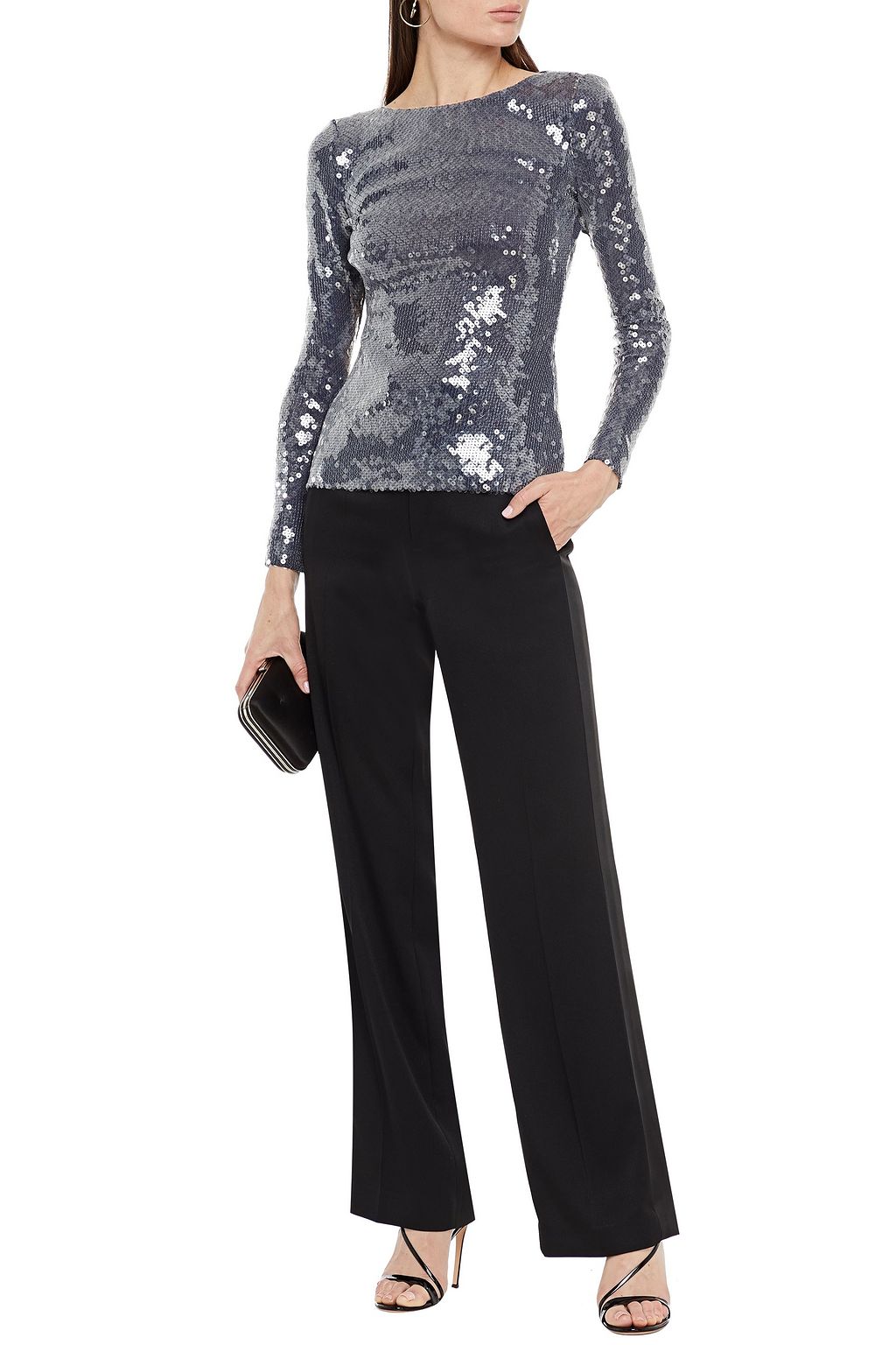 ROLAND MOURET Mosta cutout sequined tulle top