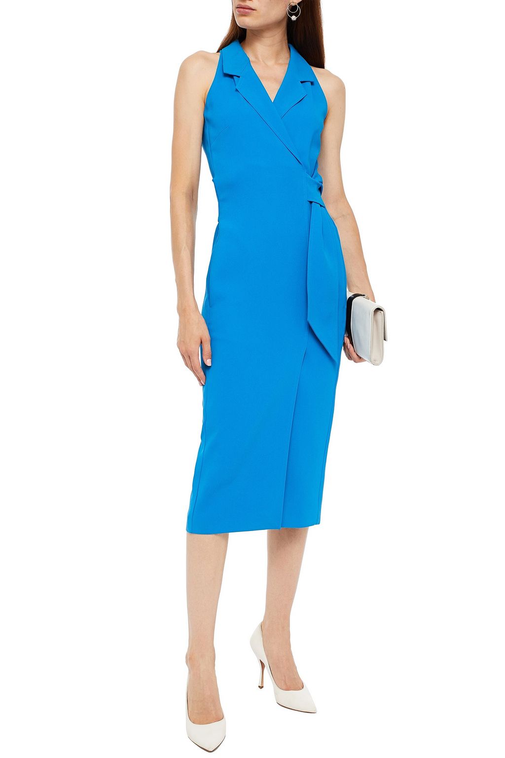 ROLAND MOURET Wrap-effect crepe midi dress