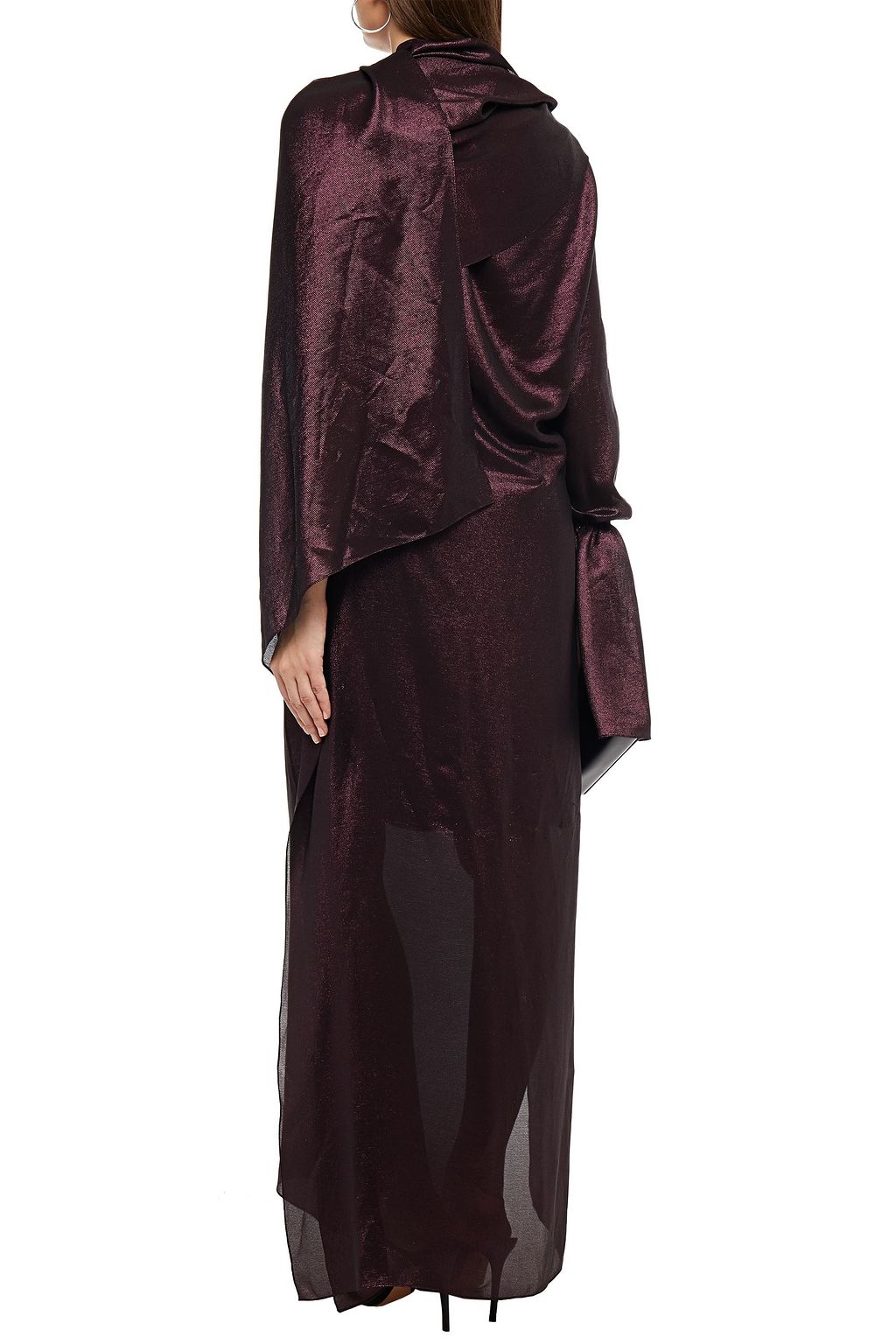 ROLAND MOURET Solera draped silk-blend lamé maxi dress