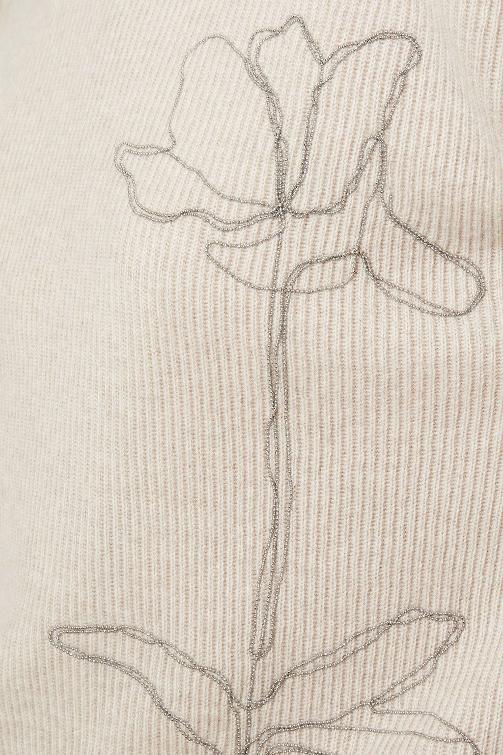 BRUNELLO CUCINELLI Bead-embellished ribbed cashmere sweater
