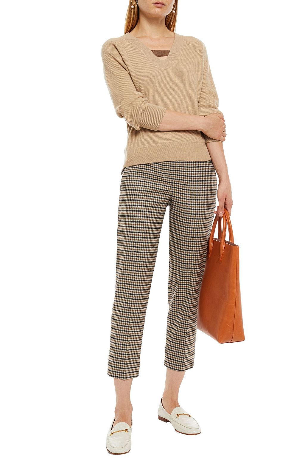 BRUNELLO CUCINELLI リブ編みカシミヤ セーター ビーズ付き