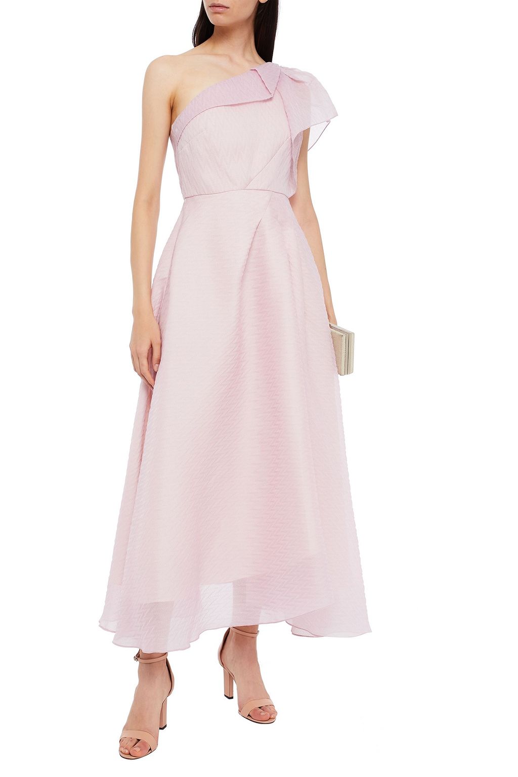 ROLAND MOURET Ostuni one-shoulder silk-blend organza midi dress