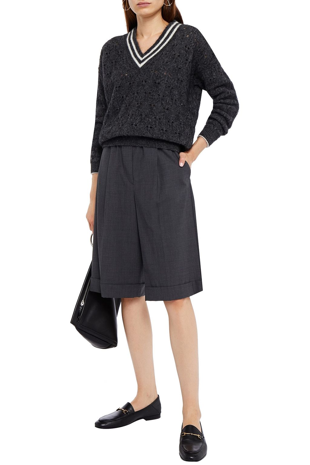 BRUNELLO CUCINELLI ブラッシュド透かし編みニット セーター