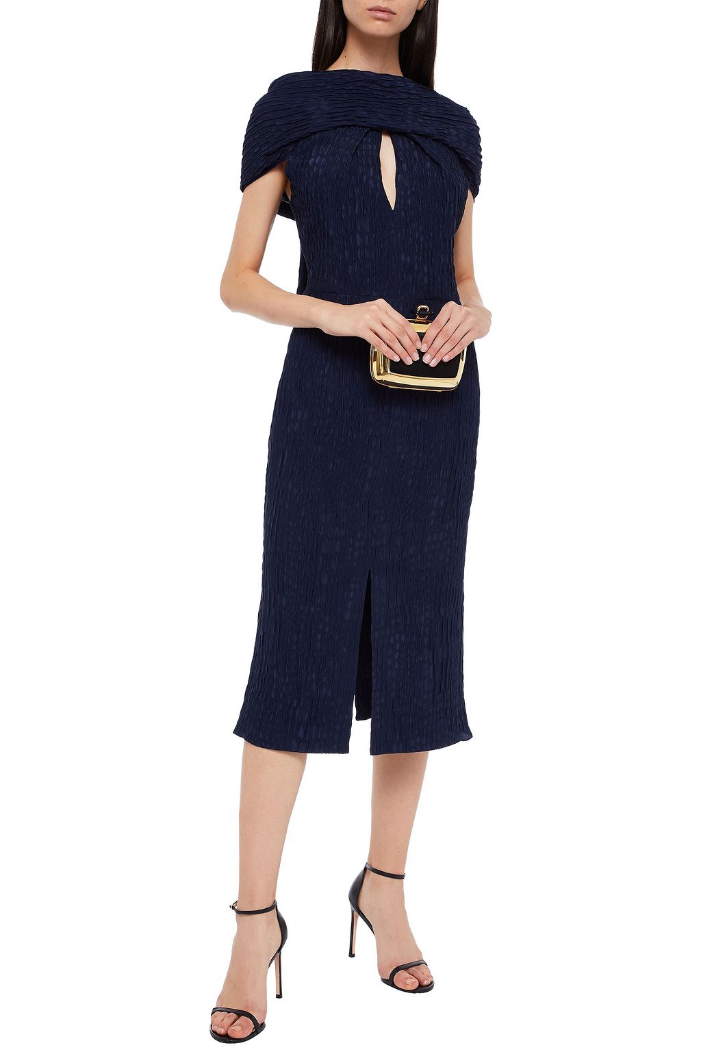 ROLAND MOURET Belem tie-back cutout silk-cloqué midi dress