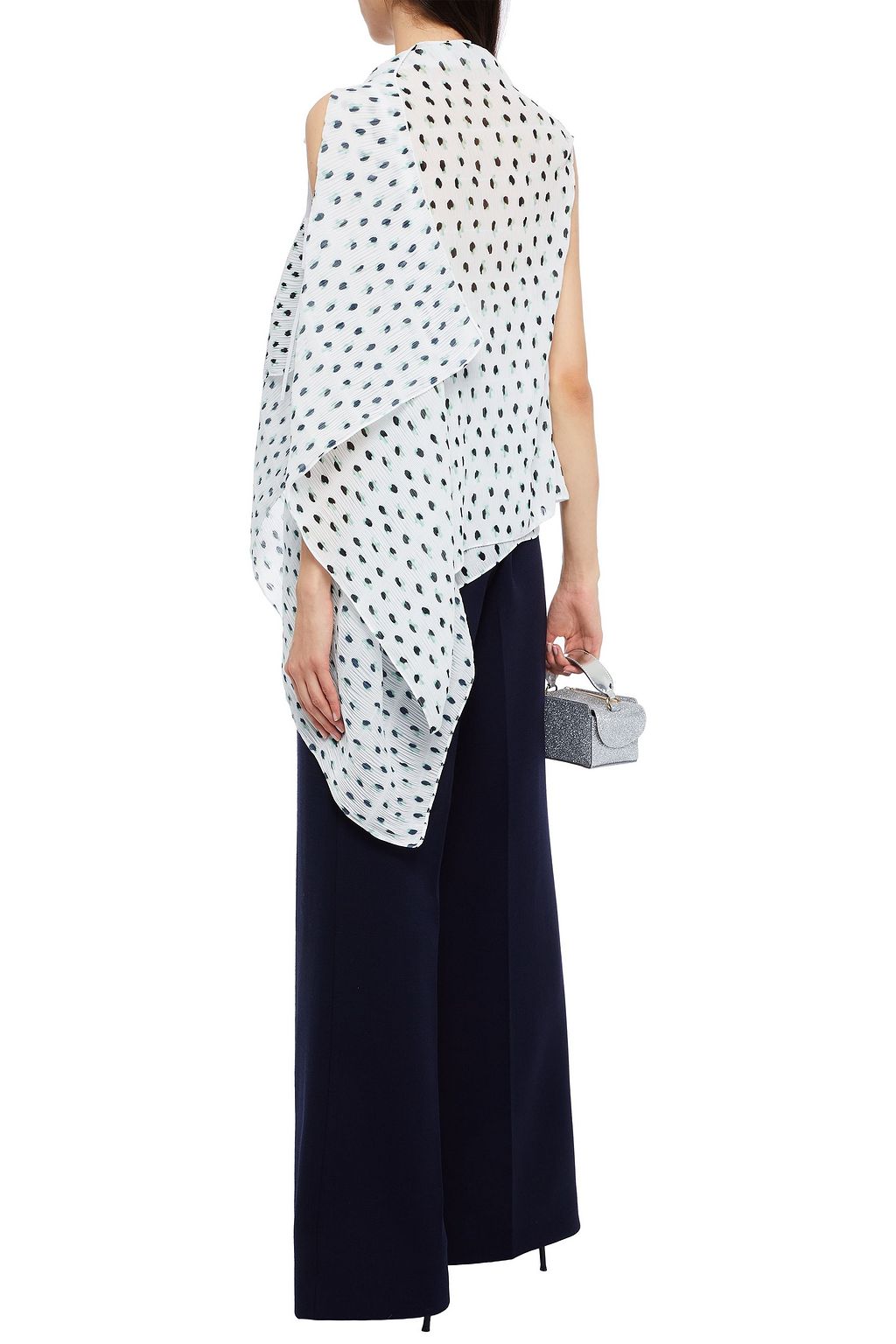 ROLAND MOURET Pasha draped printed crepon top